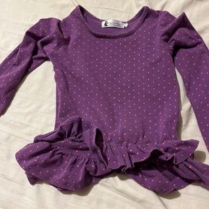 Kids Purple Polkadot Shirt with Ruffles